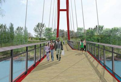 Bridge over the Neponset: A new footbridge will connect Mattapan and Milton along the Neponset Greenway. Image courtesy DCR